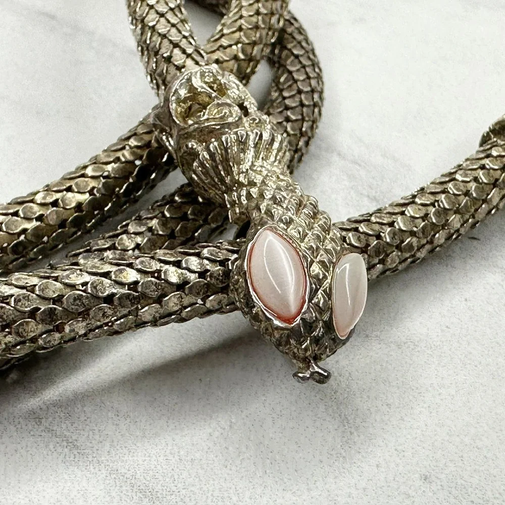 Vintage Gold-Tone Snake Waist Belt with Pearl Eye